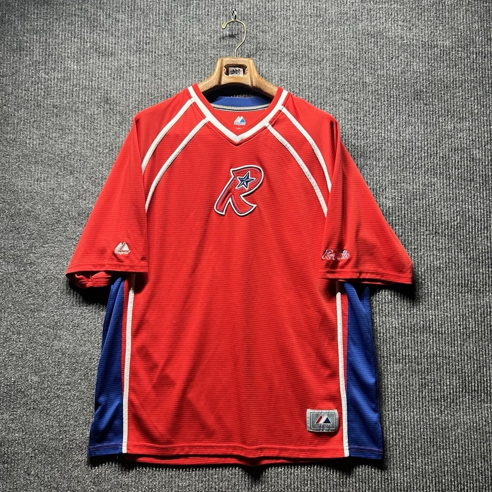 Reading Fighting Phils Majestic Jersey Shirt Mens XL Red Embroidered Logo MiLB